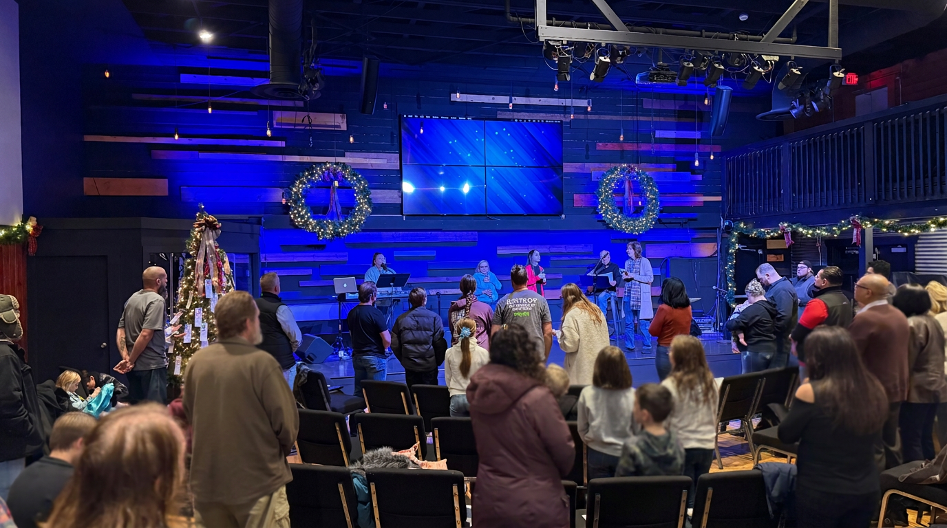 The Grove Fellowship worship team during a gathering